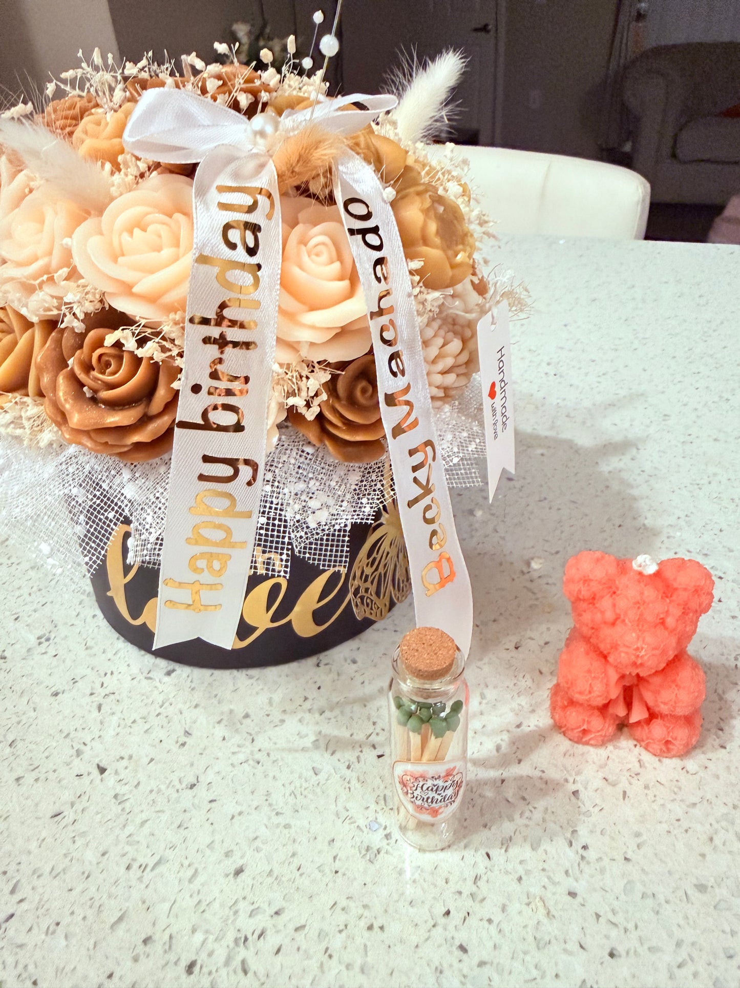 Birthday bouquet con lazo personalizado